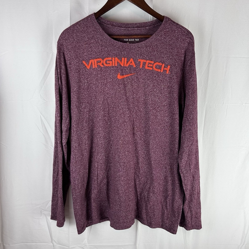 Nike Dri-Fit Virginia Tech Hokies Mens Long Sleeve Shirt XL‎ Athletic Cut *READ*
